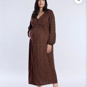 MOTHERHOOD MATERNITY Long sleeve maxi dress, leopard print, Size M, NWT